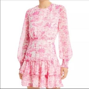 Aqua pink and white printed dress size M